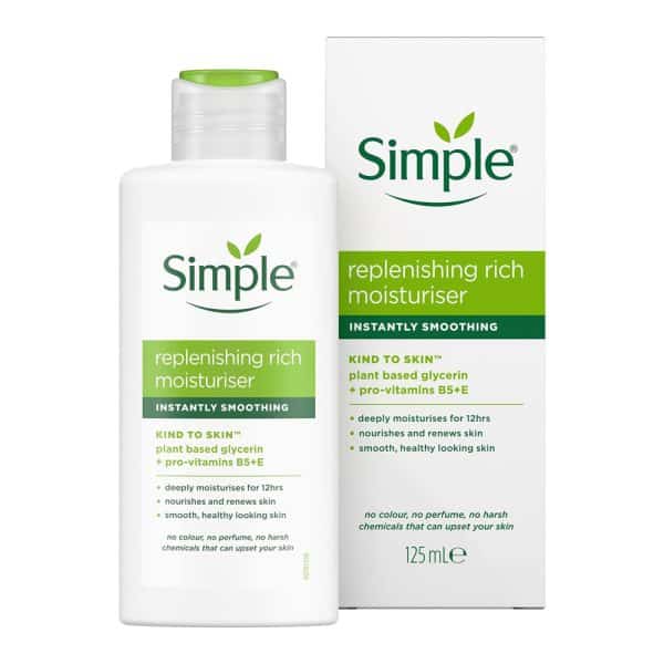 Simple Replenishing Rich Moisturiser by Simple Skincare for deep hydration and soft glowing skin